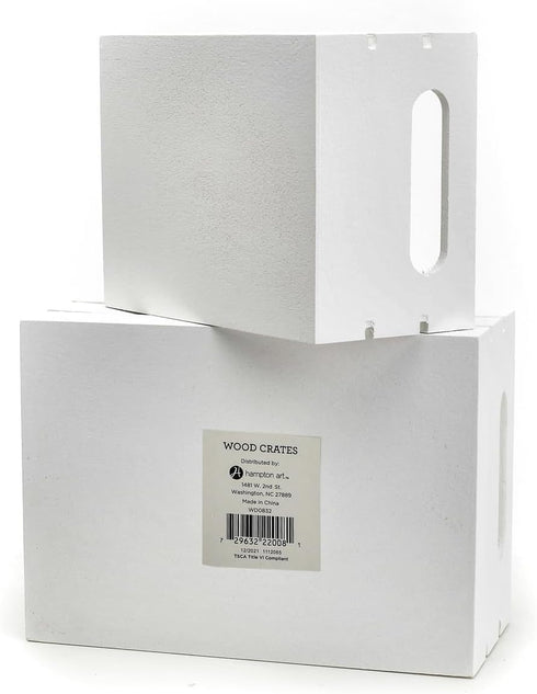 Hampton Art by Leisure Arts White Wood Crate, 2 pc Finished Wood for Storage and Organization