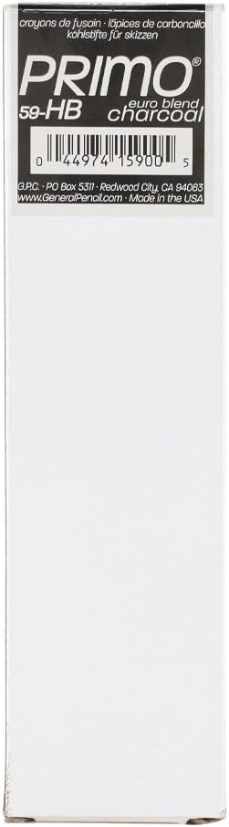 Primo Euro Blend HB Charcoal Pencils, Box of Twelve Hard (59-HB) by Primo