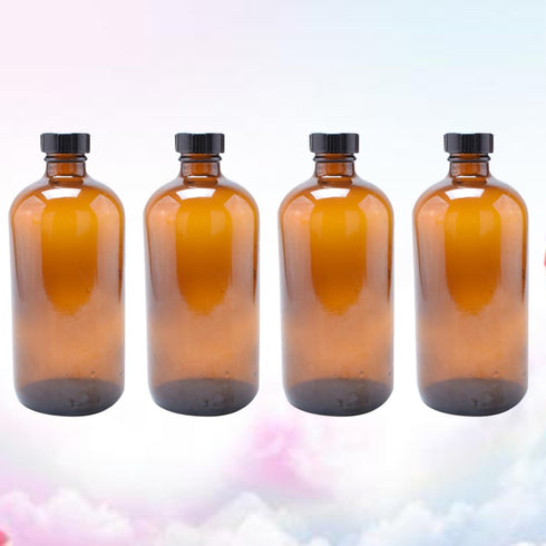 4pcs KICHOUSE Round Glass Bottles Cap Reusable Glass Bottles for Candle Jars Mouthwash Dispenser