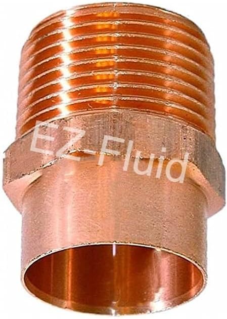 EZ-FLUID 1-1/4" C X MIP LF Copper Male Adapter, Pressure Copper Fittings for Residential and Commercial Copper Pipe