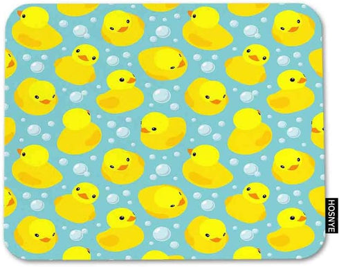 HOSNYE Non-Slip Rubber Gaming Mousepad, Yellow Rubber Ducks Design on Blue Bubbles Background, Rectangle
