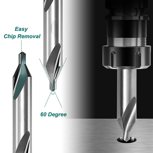 8Pcs HSS Center Drill Bits Set, 60-Degree Angle Combined Countersink Tools for Metalworking (1-6mm Sizes)