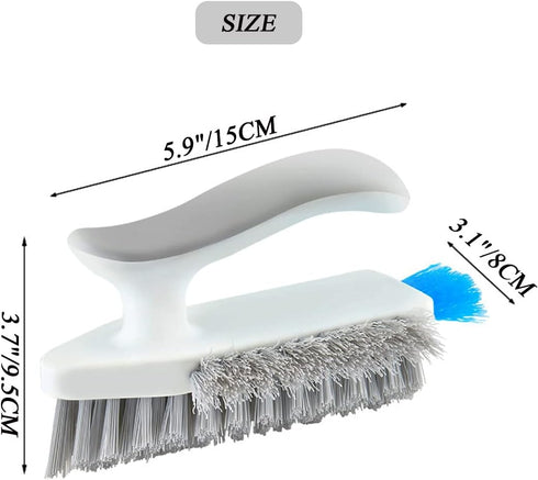 FEENM 4-in-1, Grout and Corner Scrubber Brush with Scraper Tool Stiff Bristles Crevice Floor Cleaner for Cleaning