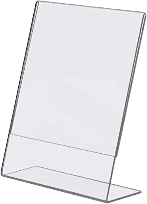Dazzling Displays Clear Acrylic Slanted Sign Holder 8.5 x 11 - Premium Slanted Picture Frame for Office, Retail,