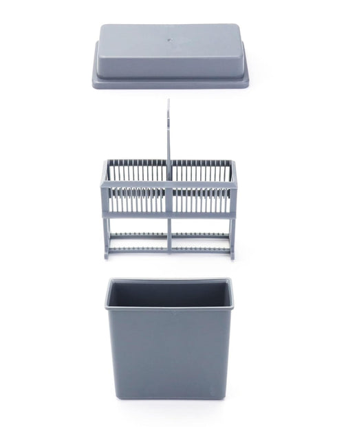 QWORK Microscope Slides Staining Jar and Rack, 10 Pack, 24-Slots, Grey