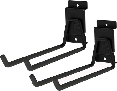 Heavy Duty Garage Storage Slatwall Double Hooks for Ladders, Wall Mounted Utility U Hanger Organizer (Black)