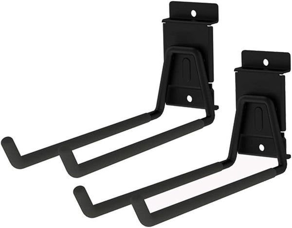 Heavy Duty Garage Storage Slatwall Double Hooks for Ladders, Wall Mounted Utility U Hanger Organizer (Black)