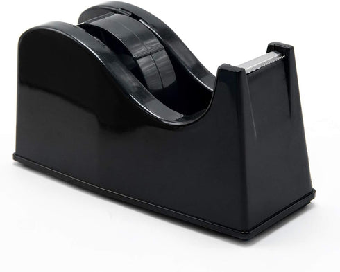 Desktop Tape Dispenser Adhesive Roll Holder with Weighted Nonskid Base (Fits 1" & 3" Core) Black