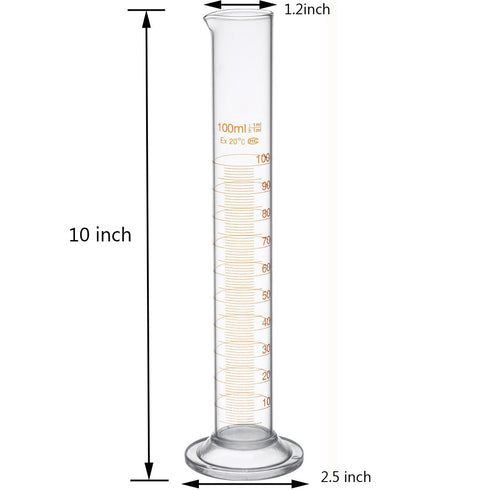 100 mL Glass Graduated Cylinder Measuring, 2 Pcs with Brush (Pack of 2)