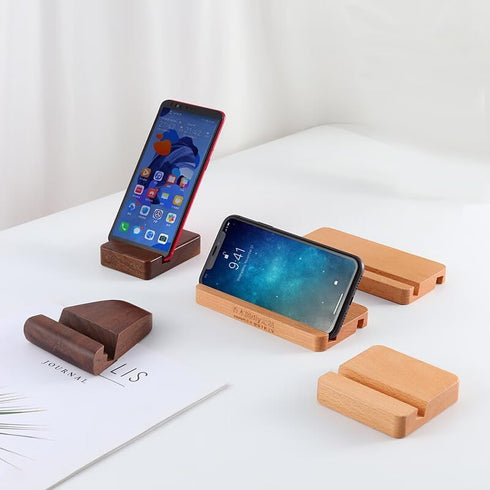 MOORCHOCO 16 12 Beech Wood Phone Stand, Desktop Mobile Holder Cell Phone Stand for Desk-Portable Wood Phone Holder