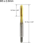 uxcell Metric Machine Tap M5 x 0.8mm H2 Titanium Coated High Speed Steel 3 Flutes Screw Thread Tapping Tool