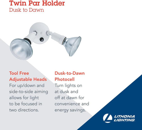 120 2 150W 300PR 120 M12) Lithonia Lighting Adjustable Dusk Dawn Security Light, Twin Par Outdoor Flood Light Holder