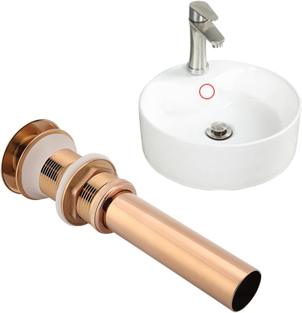 Zerodis Basin Sink Unslotted Pop Up Click Clack Sprung, Plug Drain Assembly for Bathroom Sink (Rose Gold)