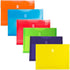 JAM PAPER Plastic Expansion Envelopes - Assorted Colors - 9 3/4 x 13 with 1 Inch Expansion - 6/Pack with Hook & Loop