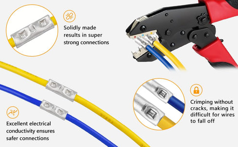 40 PCS 8 Gauge Non-Insulated Butt Connectors, Marine Grade Tinned Copper Butt Splice Terminals with Heat Shrink