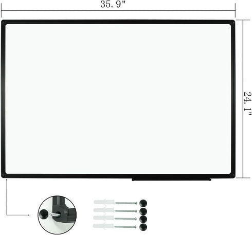 JILoffice Magnetic Whiteboard, Dry Erase Board 36 x 24 Inch, Black Aluminum Frame for Office, Home, School