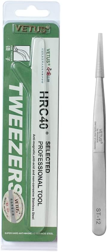 Vetus ST-12 Tweezer, Non-magnetic Stainless Steel Pointed Tip