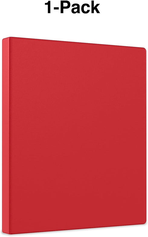 SIMPLY 0.5-Inch 100 Staples Economy Round Ring Non-View Binder, Holds Up to Sheets, Red, Lightweight Binder for Office