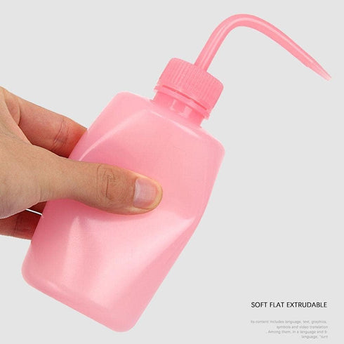 1Pc Plastic Squeeze Bottle, Safety Narrow Mouth Drip Washing Bottle for Tattooing, Eyelash Cleaning, 250 ML Pink