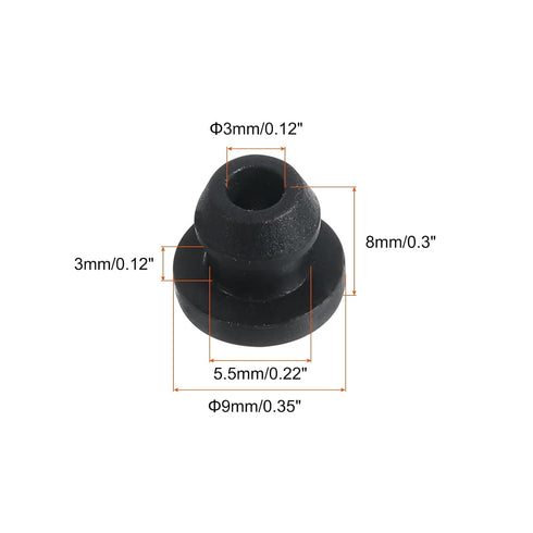 MECCANIXITY 10Pcs Snap Rubber Grommet Hole Plug, Dia 5.5mm ID 3mm H 8mm Seal for Electrical Box Cable Pipe