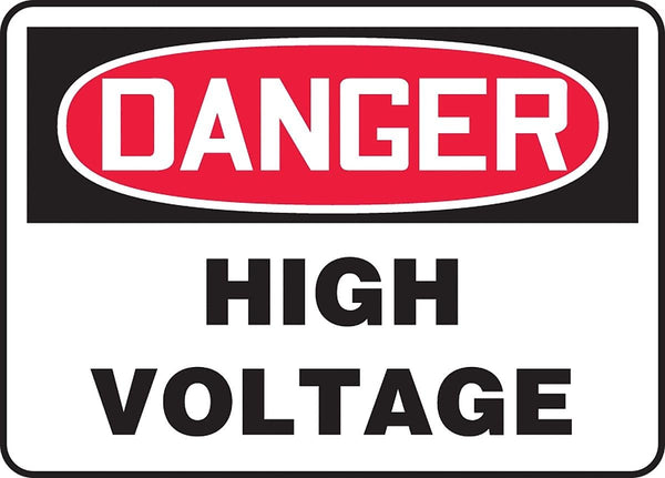 Accuform "Danger High Voltage" Safety Sign - Plastic, 7 x 10 Inches, Black, Red, White