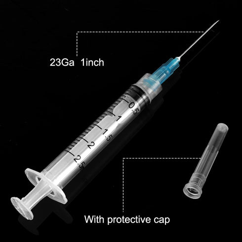 24 Pack Disposable 2.5 ml Syringes with Needle 23G 1”, Sterile Luer Lock Syringe Individually Packaged for Labs, Liquid