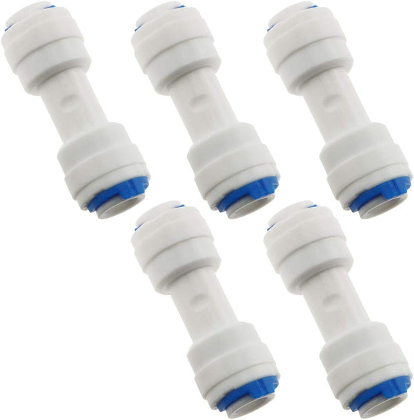 E-outstanding 5-Pack RO Water System Equal Straight 1/4" Plastic Quick Pipe Fitting