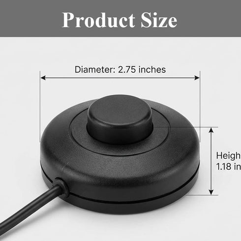 Volwiqu 3Pcs Floor Lamp Foot Switch,Black Foot Pedal Switch for Lamp Switch Replacement,Round Floor Lamp Inline Switch