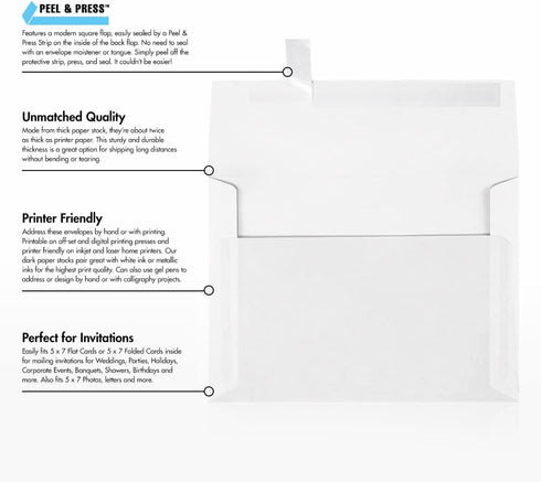 LUXPaper A7 Invitation Envelopes | 5 1/4" x 7 1/4" | 30lb. Text | Clear Translucent | Peel & Press | 50 Qty