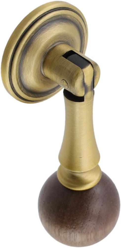 2 Copper Solid Wood Single Hole Handle Wooden Walnut Round Drawer Pull Wood Grain and Brass Finish Kitchen Cabinet