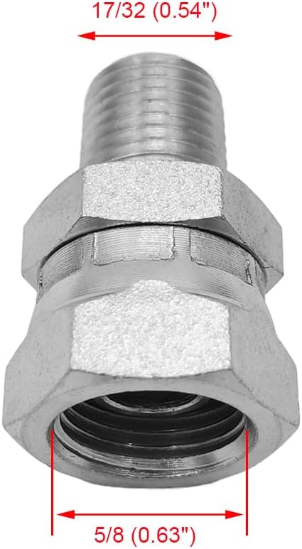 (2-PACK) 1404-04-06 Hydraulic Hose Adapter Fitting 1/4" Male (1/4"-18NPTF) × 3/8" Female Swivel (3/8"-18NPSM) SAE Straight Pipe Joints Tube Connector Carbon Steel