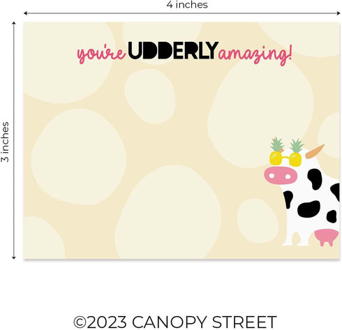 Cute Animal Pun Sticky Note Pads, 4" x 3", Set of 6 Pads, 50 Sheets Per Pad, Trendy Gift Idea