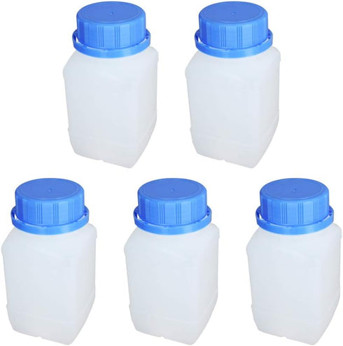 Othmro 5pcs Plastic Lab Chemical Reagent Bottles, 250ml/8.5oz Wide Mouth Liquid/Solid Storage, Blue