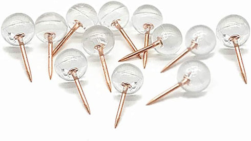 Liphontcta FITULABO Rose Gold Push Pins, Transparent Plastic Round Head Map Tacks for Hanging Pictures and Documents