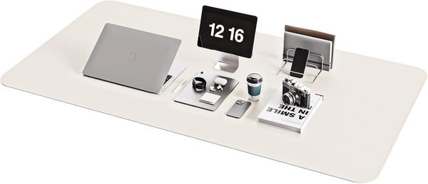 YSAGi Non-Slip Desk Pad, Waterproof PVC Leather Desk Protector, Large Desk Blotter for Office Work (Apricot Gray)