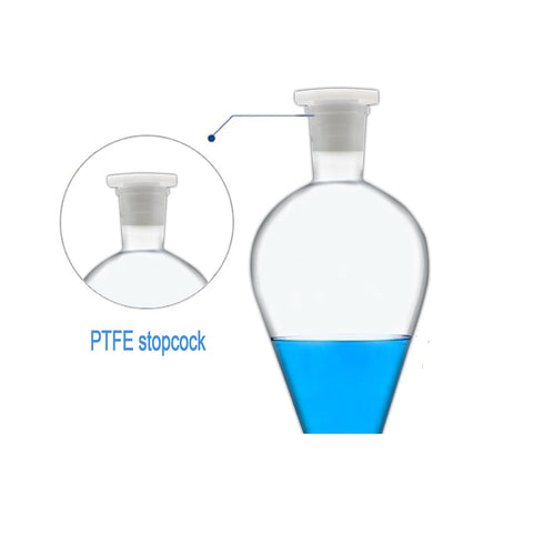 Borosilicate Glass 250ML Separating Funnel, Heavy Wall Conical Separatory Funnel with 24/40 Joints and PTFE Stopcock