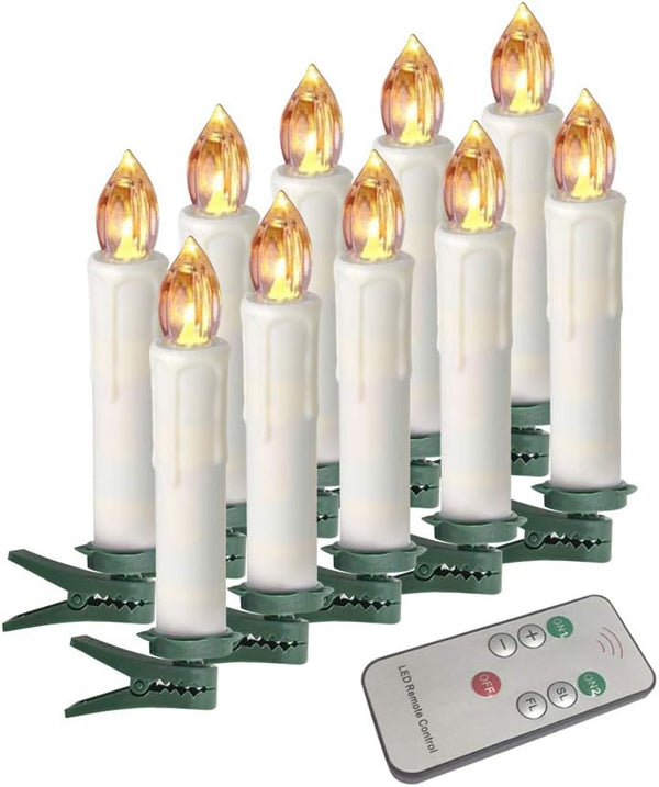 LEEHON Houdlee LED Flameless Taper Candles with Remote Control and Removable Clips ,Flickering