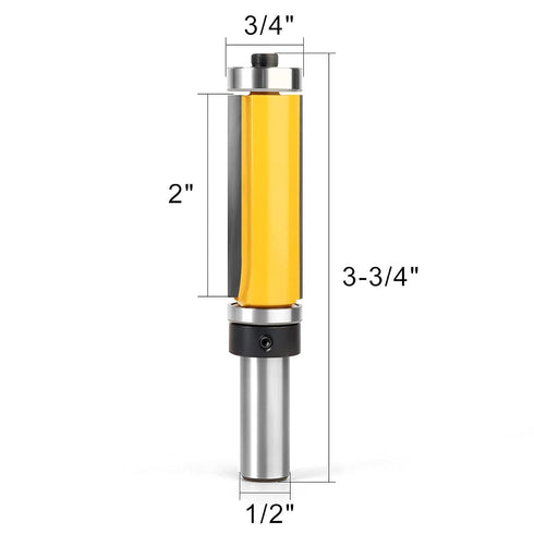 2-Inch Flush Trim Router Bit, Top and Bottom Bearing, 1/2-Inch Shank