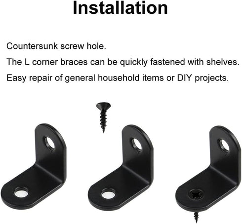 90 16Pcs 1inch) L Bracket Corner Brace Joint Right Angle Degree Fastener Wood Support for Shelves Braces Mounting