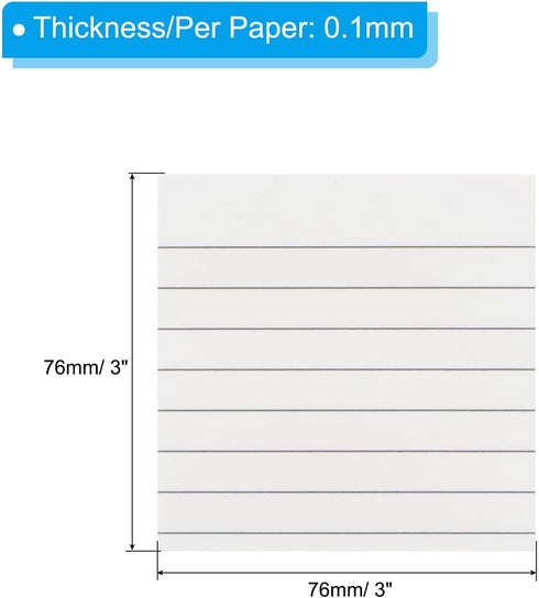 PATIKIL 3 x 3 Inch Lined Sticky Notes, 6 Pads/Pack Self-Stick Note Pads 480 Sheets Adhesive Memo Post for Home Office Business, White