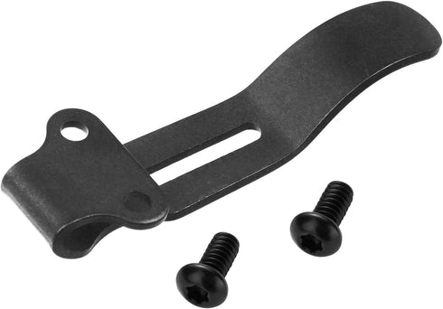 2 Pack Deep Carry Pocket Clips with 4 Pieces Screws, Stainless Steel Pocket Knife Clip Replacement for Benchmade Bugout 535 and More, Anodized Finish, Black by Qtcial