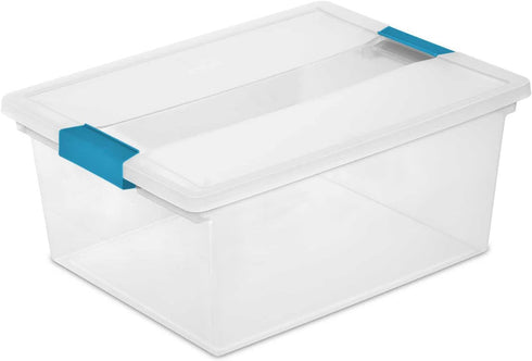 Sterilite Deep Clip Box, Stackable Small Storage Bin with Latching Lid, Plastic Container to Organize Paper, Office, Home, Clear Base and Lid, 1-Pack by Sterilite