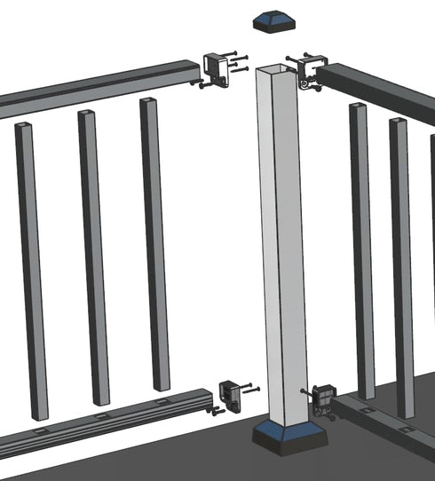 Rail Connector (2, Black, Top) for Railing Systems