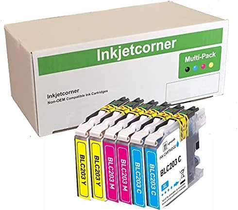 Inkjetcorner 6-Pack Compatible Ink Cartridges Replacement for LC203CL LC203XL for MFC-J460DW MFC-J480DW