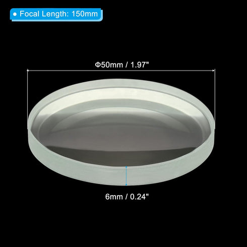 PATIKIL 6" (150mm) Focal Length Double Concave Lens, 2 Pack 50mm Diameter 6mm Height Glass Optically Polished Round Edges Lens for Physics Experiment, Clear