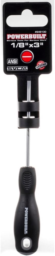 Powerbuilt - 1/8" x 3" Slotted Screwdriver (Inj Handle), Hand Tools, Screwdrivers, Drivers - Double Injection Handles (646130) by Powerbuilt