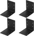 eoere 4 PCS Black 6" x 6" x 5" Heavy Duty Steel L Bracket Tie Plate, Corner Brace for Timber Connector