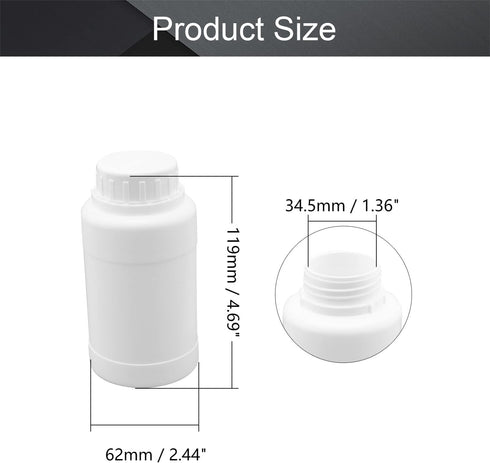 Othmro 10pcs 8.45oz/250ml Plastic Bottles, Lab Cylindrical Chemical Reagent Bottle, Wide Mouth Laboratory Reagent Polyethylene Bottle, Sample Sealing Liquid Storage Container for Food Storage White by Othmro