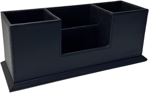 UnionBasic Black Desk Organizer - Leather Multi-Compartment Pen Holder for Office Stationery Organization