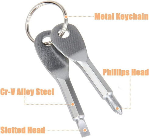 8Pcs Portable Keychain Screwdriver Set, Mini Pocket Key Chain Phillips Slotted Head Screwdriver